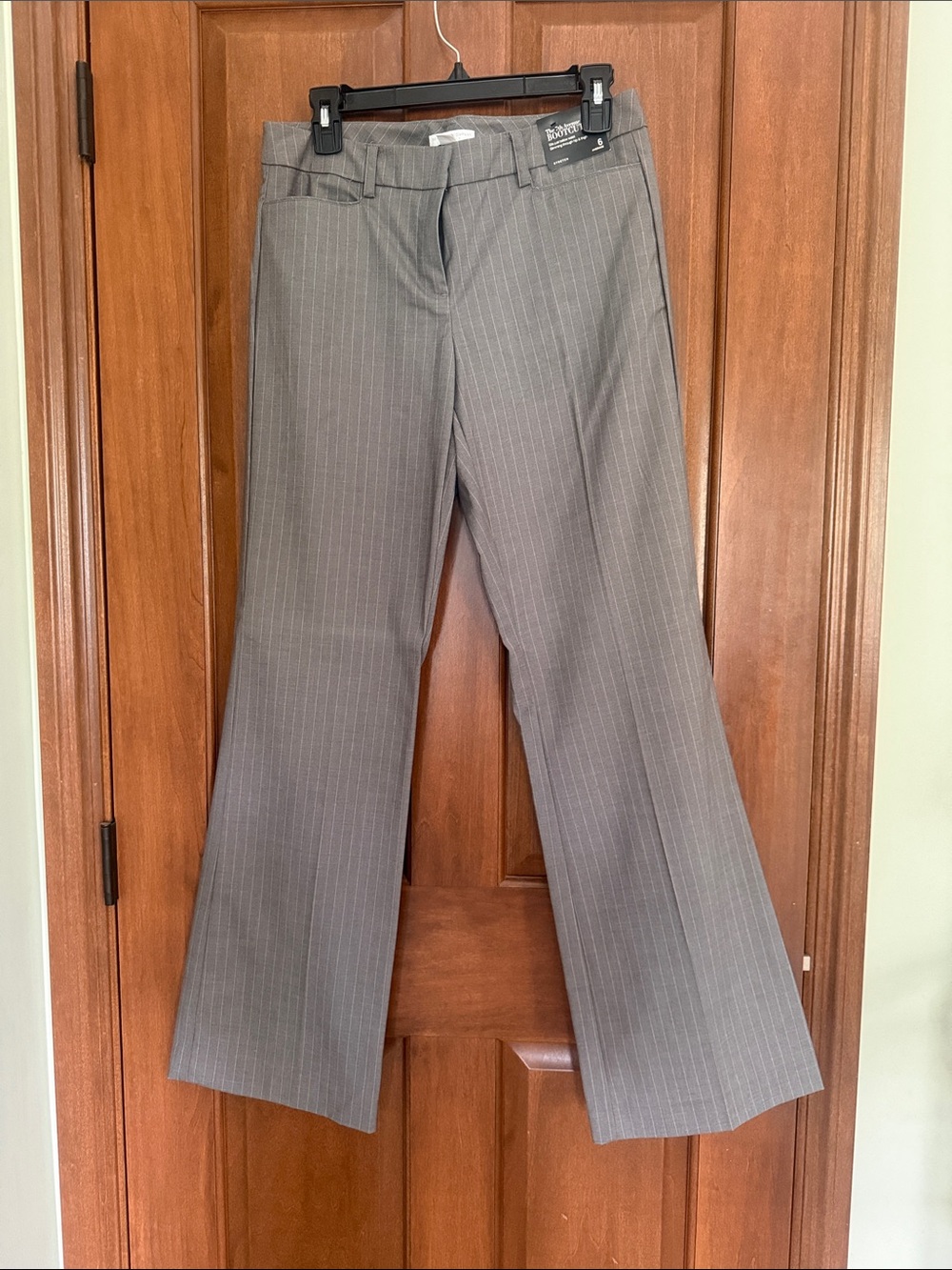 New York & Company Gray Pinstripe Bootcut Dress Pants